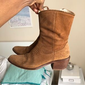 Western Style Brown Suede Ankle Boots by Urban Outfitters